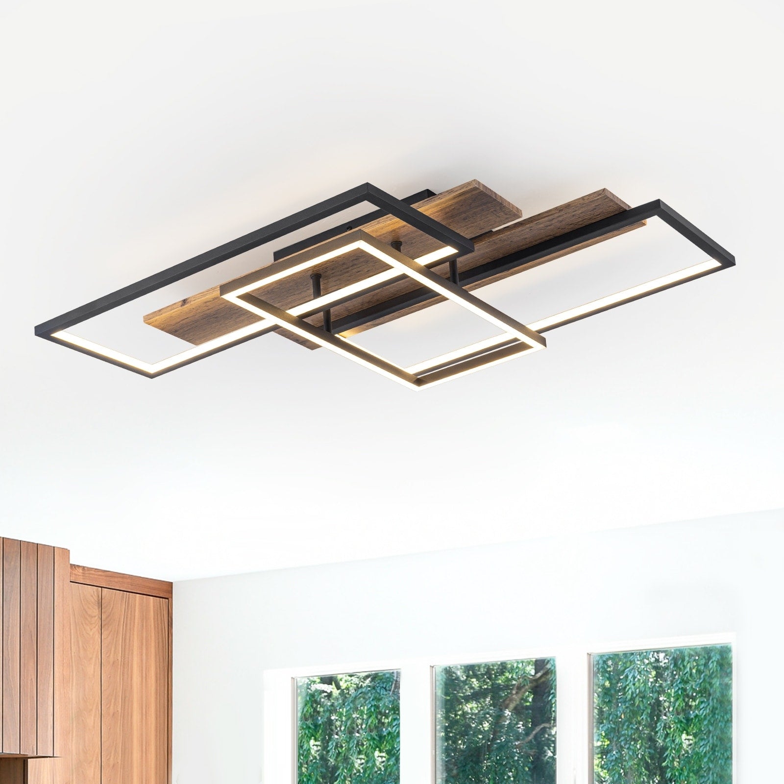Rectangular Integrated Led Flush Mount Ceiling Light Dimmable Dia.26.77 In