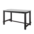 Rectangular Marble Top Counter Height Wooden Table With Trestle Base Gray