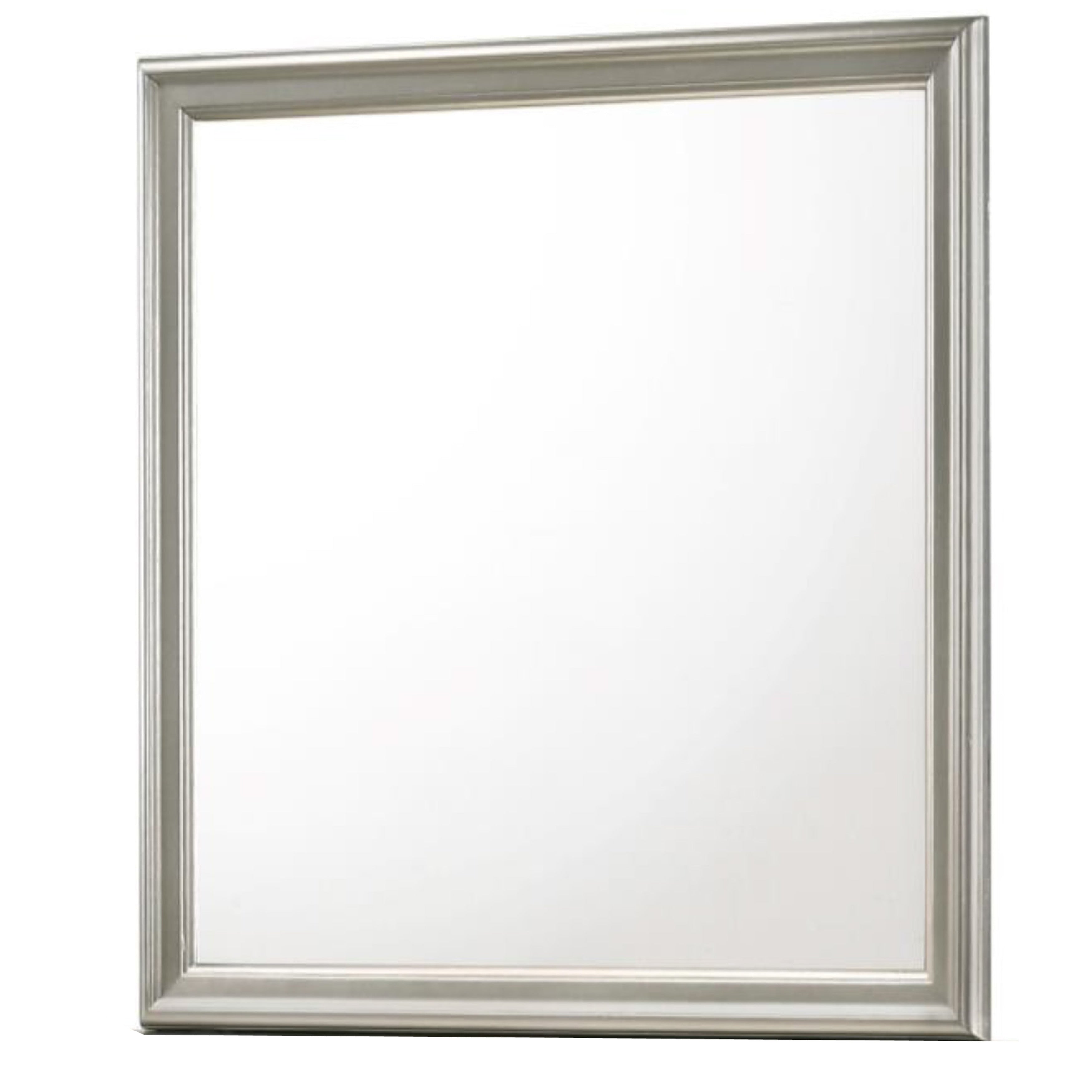 Rectangular Molded Wooden Frame Dresser Top Mirror Antique Silver