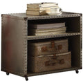 Rectangular Nightstand With Usb Power Dock And Caster Legs In Aluminum Finish