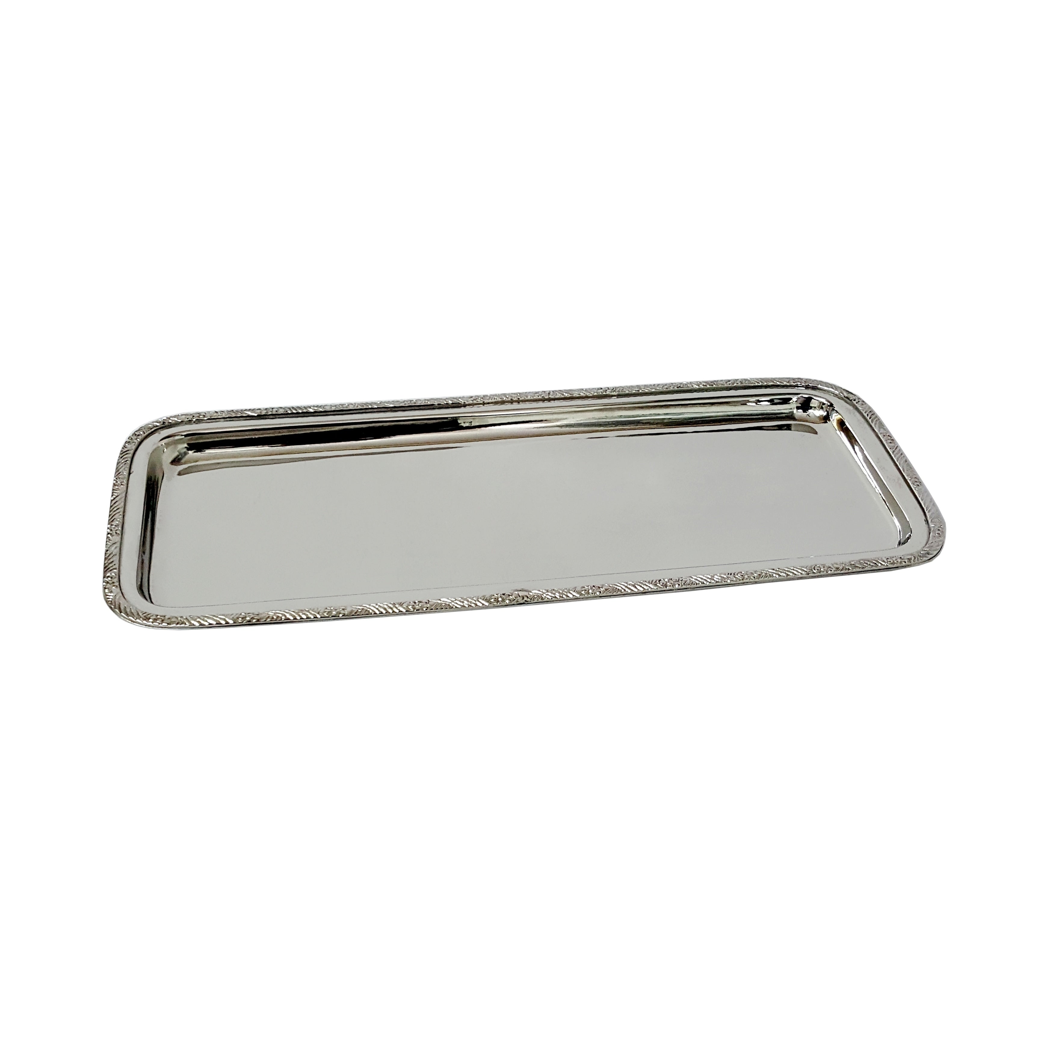 Rectangular Stainless Steel Tray With Designer Rim 15X6