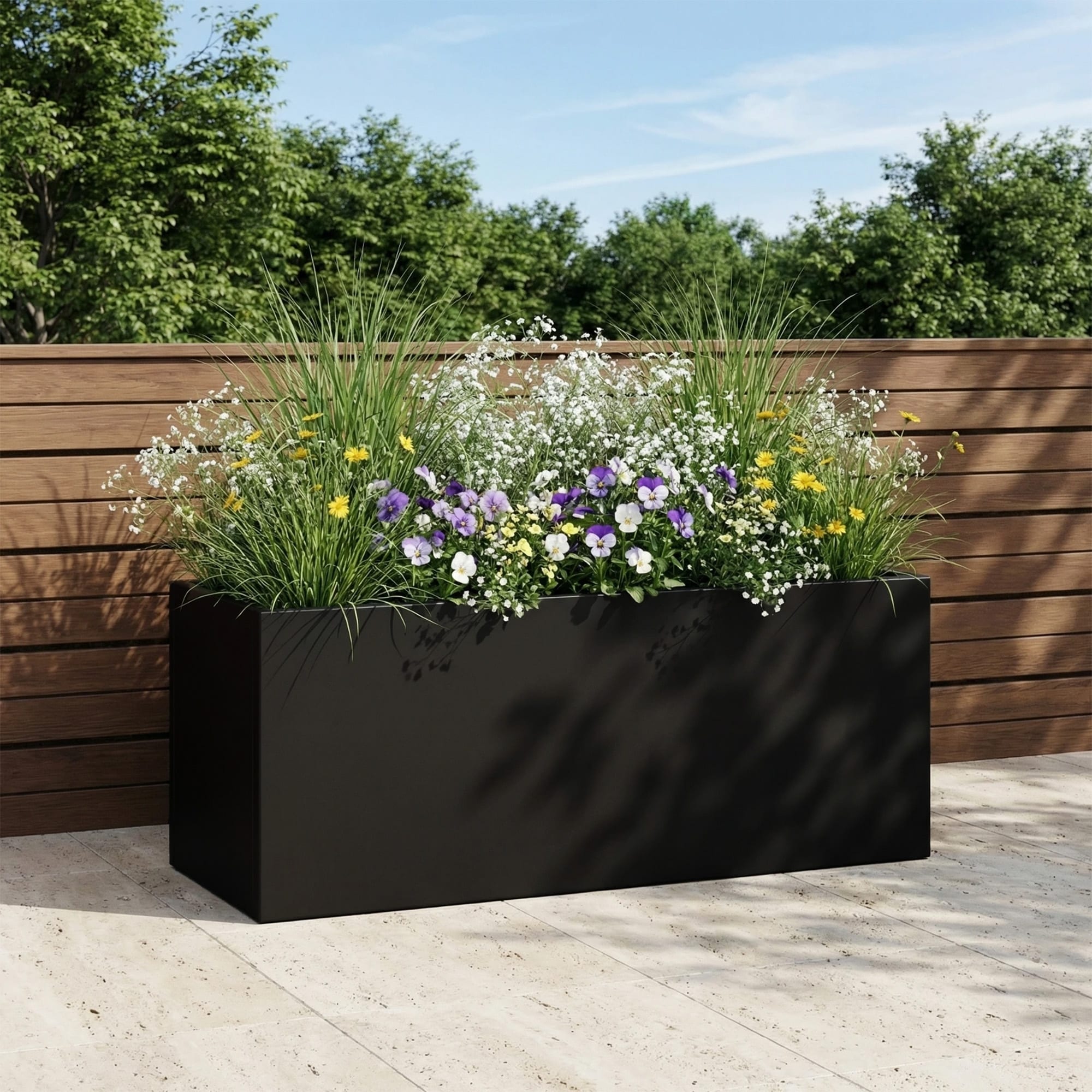 Rectangular Steel Outdoor Raised Garden Bed Planter Box With Drainage