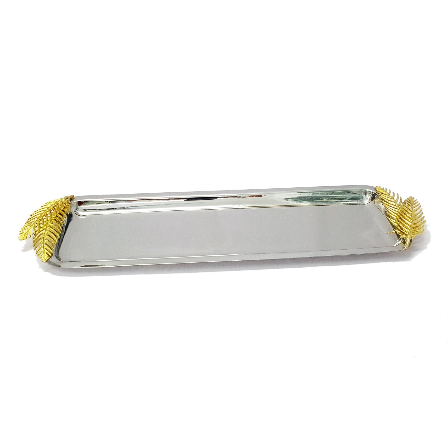 Rectangular Tray With Gold Fern 21.5X7.5