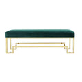 Rectangular Velvet Upholstered Bench With Stainless Steel Base Green And Gold