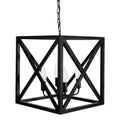 Rectangular Wood Metal Pendant Light