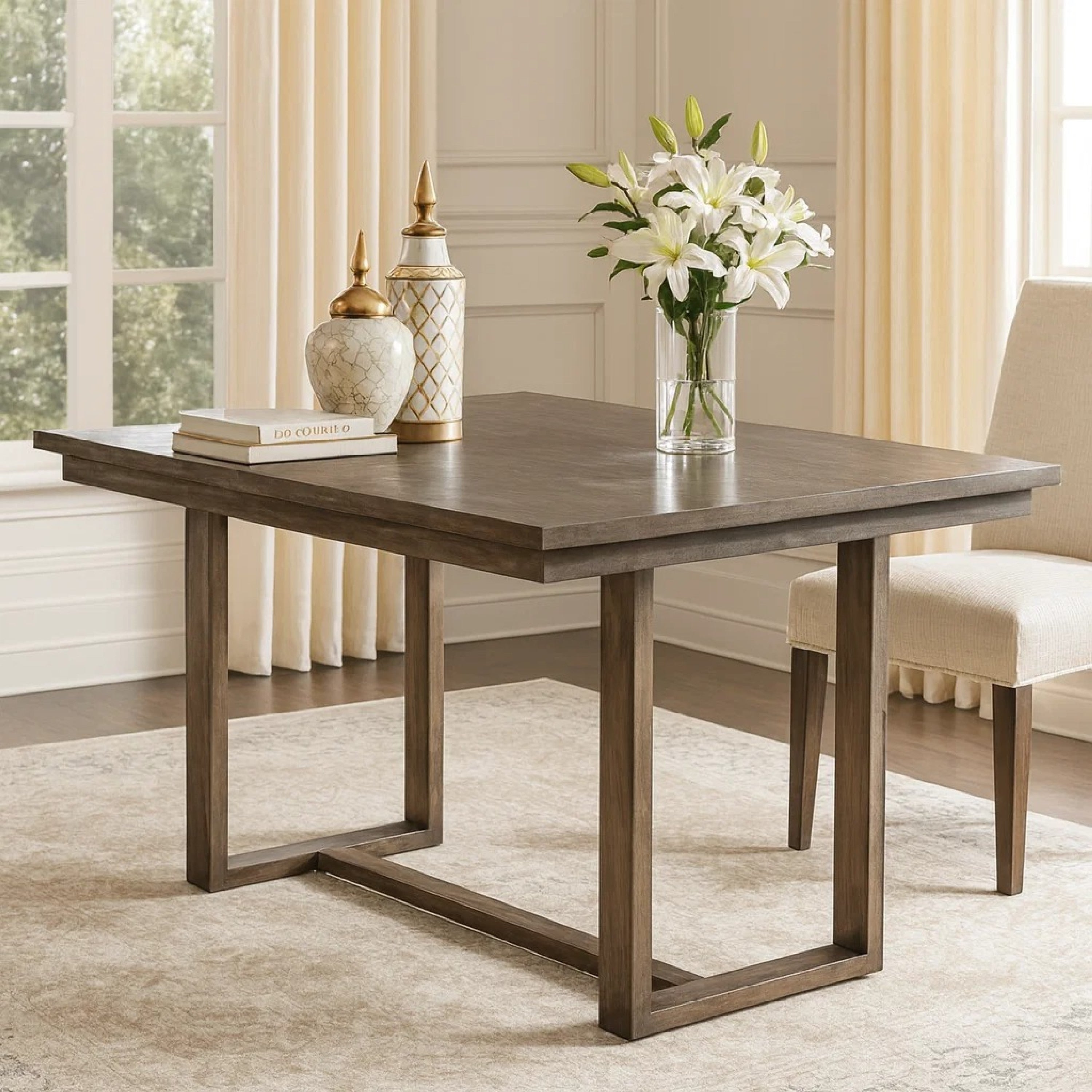 Rectangular Wooden Counter Height Table Gray