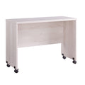 Rectangular Wooden Desk Return With Casters And Grain Details White Oak