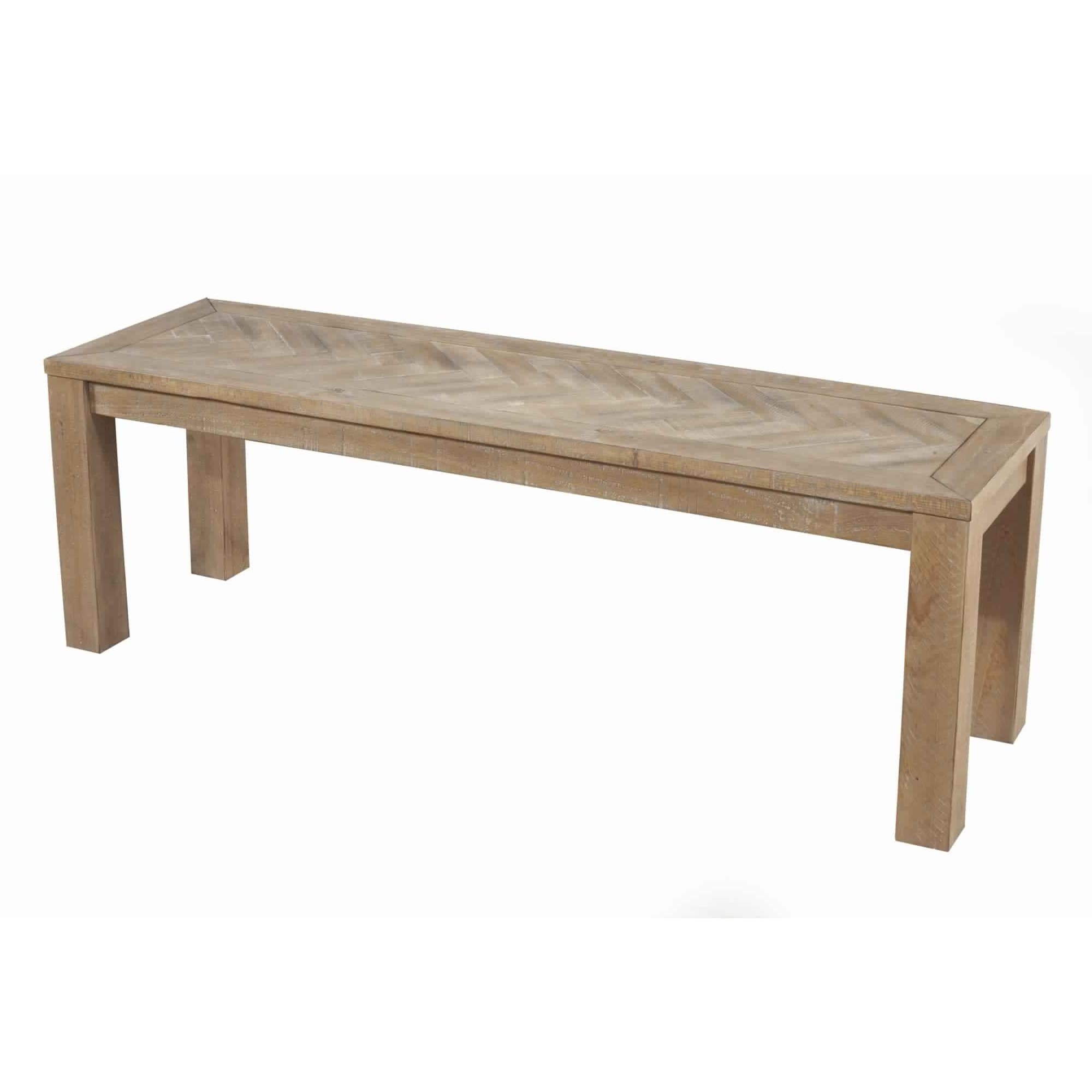 Rectangular Wooden Dining Bench With Block Legs Weathered Brown