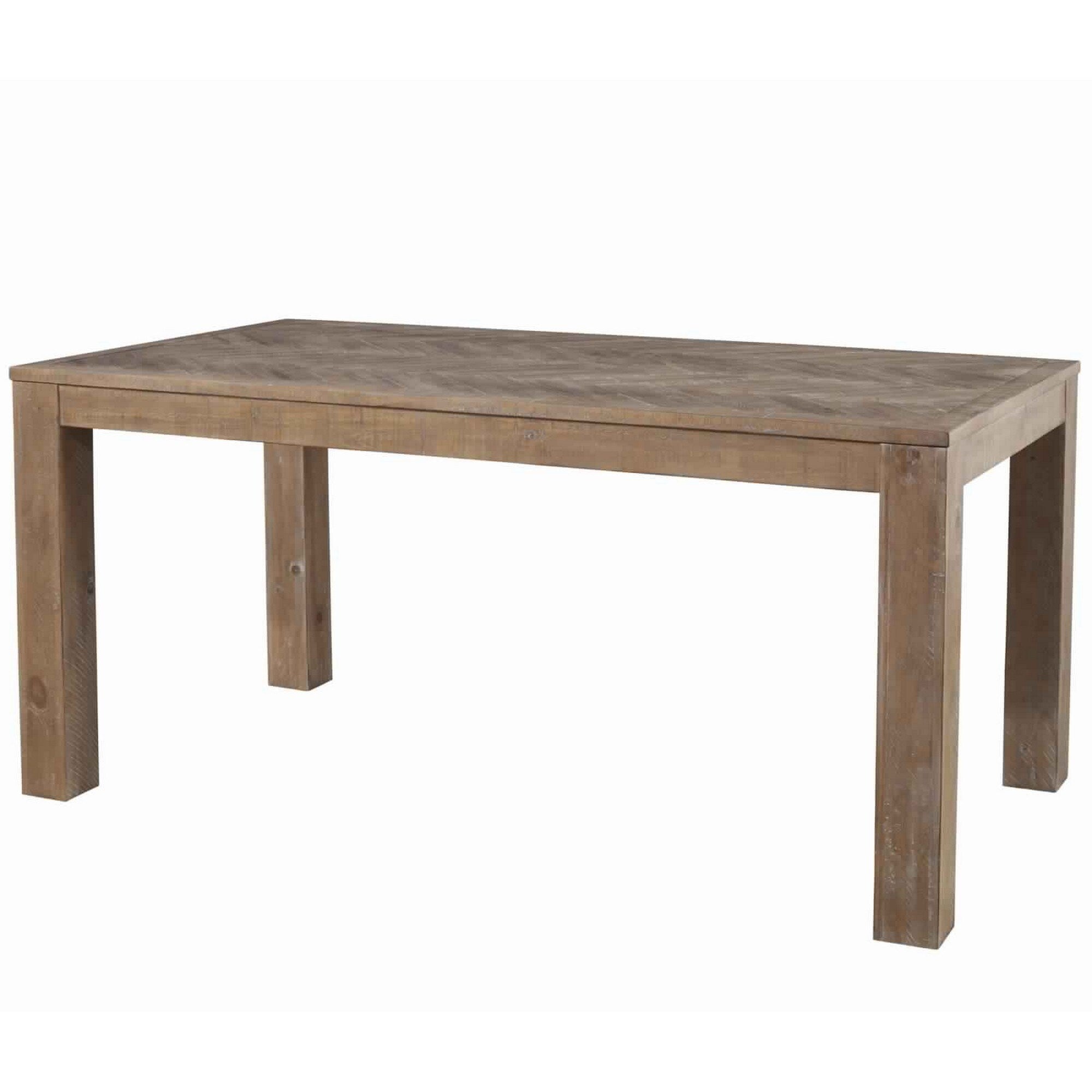 Rectangular Wooden Dining Table With Block Legs Weathered Brown