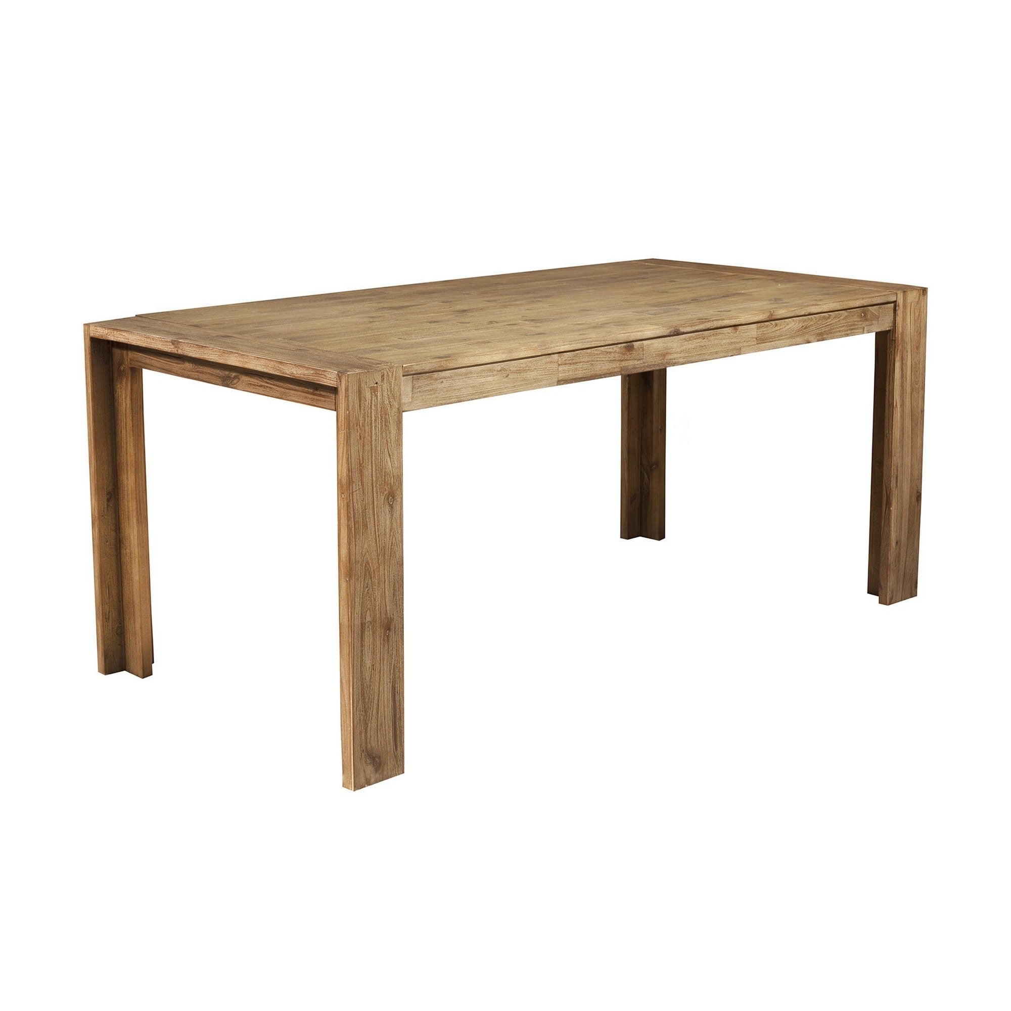Rectangular Wooden Dining Table With Fixed Top And Block Legs Brown