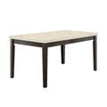 Rectangular Wooden Dining Table With Marble Top White And Dark Oak Brown