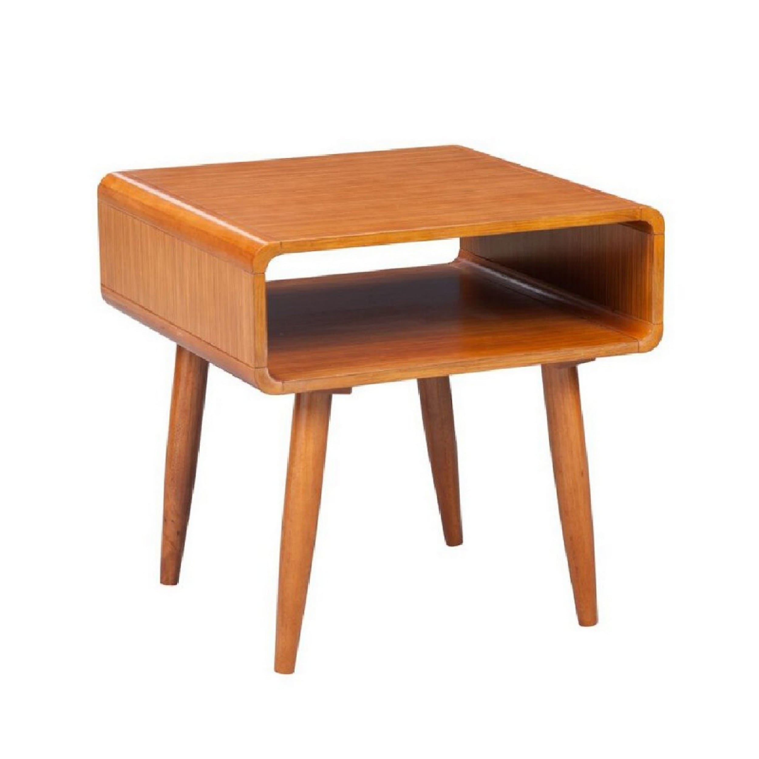 Rectangular Wooden End Table With Open Shelf And Splayed Legs Brown