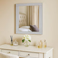 Rectangular Wooden Frame Mirror With Beveled Edges White And Silver