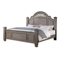 Recus King Bed Carved Floral Details Arched Headboard Gray Wood