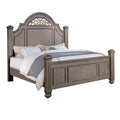 Recus Queen Bed Carved Floral Details Arched Headboard Gray Wood