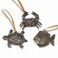 Recycled Haitian Metal Art Sea Life Ornaments Set Of 3