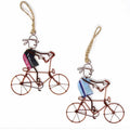 Recycled Handmade Bicyclist Ornaments Set Of 2