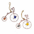 Recycled Handmade Old Fashioned Wire Bicycle Ornament Set Of 2
