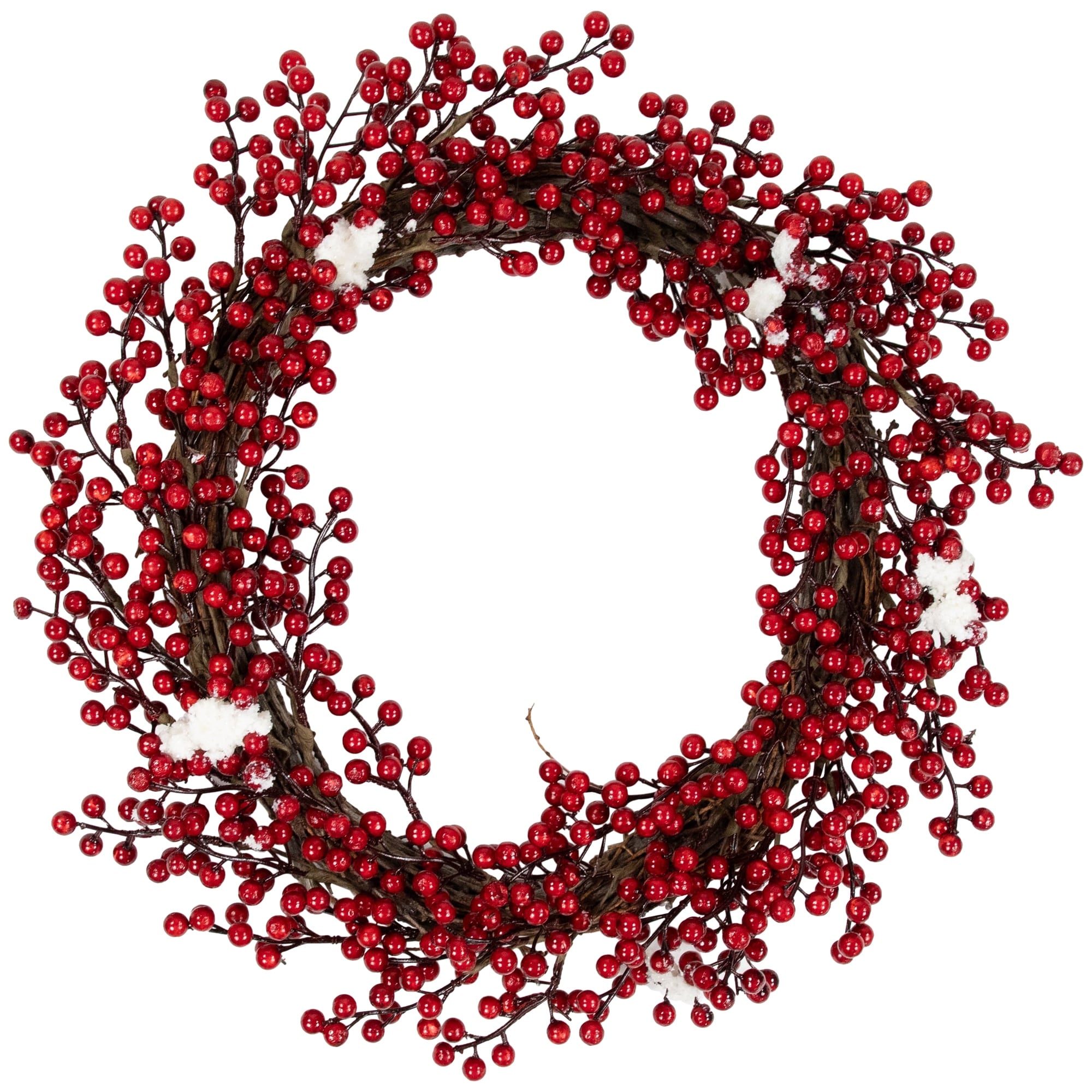 18 Decorative Artificial Red Berry Christmas Wreath With Frosted Accents Unlit