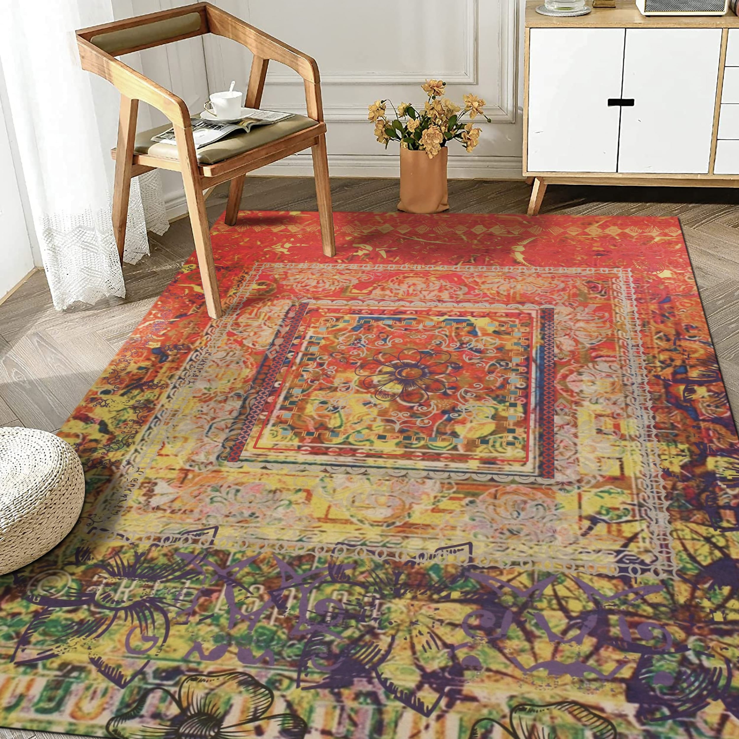 Red Distressed Bohemian Moderno Rug 511 X 810