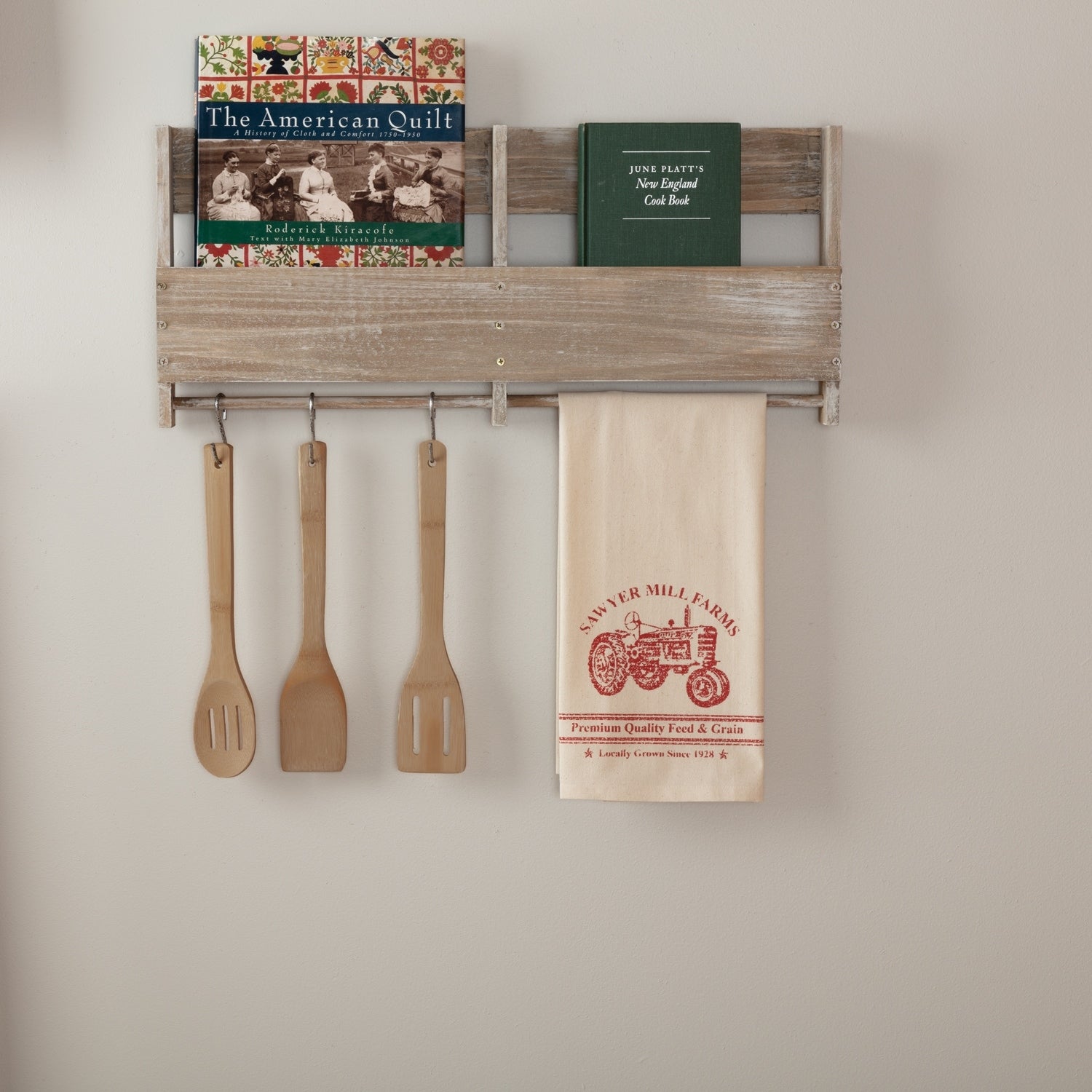 Vhc Brands Farmhouse Tabletop Miller Farm Tractor Red Cotton Fabric Loop Graphic Print Stenciled Muslin Kitchen Towel