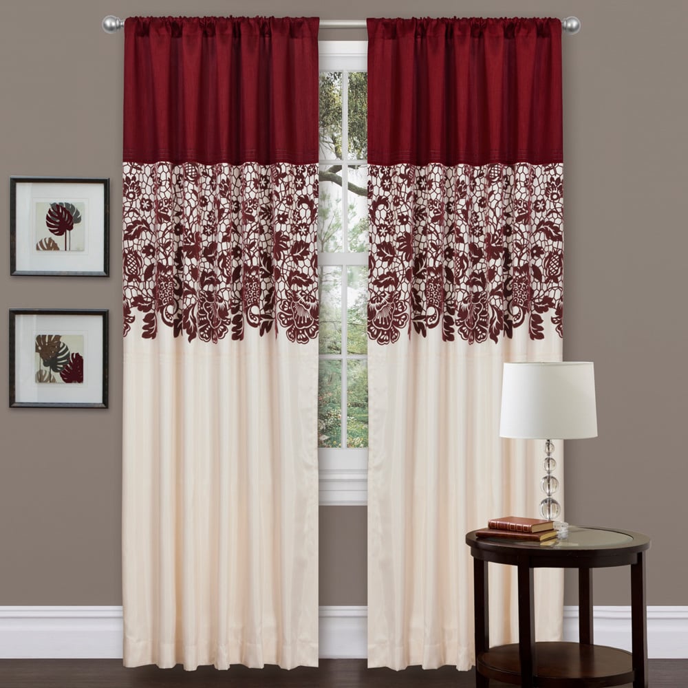 Lush Decor Red Faux Silk 84 Inch Estate Garden Curtain Panel 54 W X 84 L
