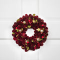 9.5 Wine Burgundy And Gold Glitter Pine Cone Artificial Christmas Wreath Unlit