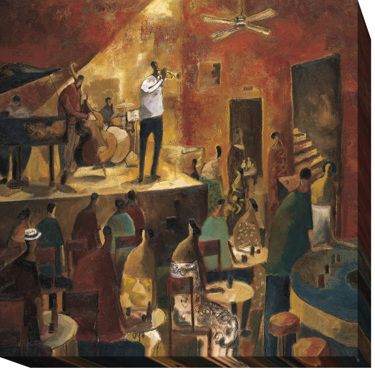 Red Jazz By Didier Lourenco Gallery Wrapped Canvas Giclee Art