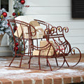 Red Metal Holiday Sleigh Yard Statue