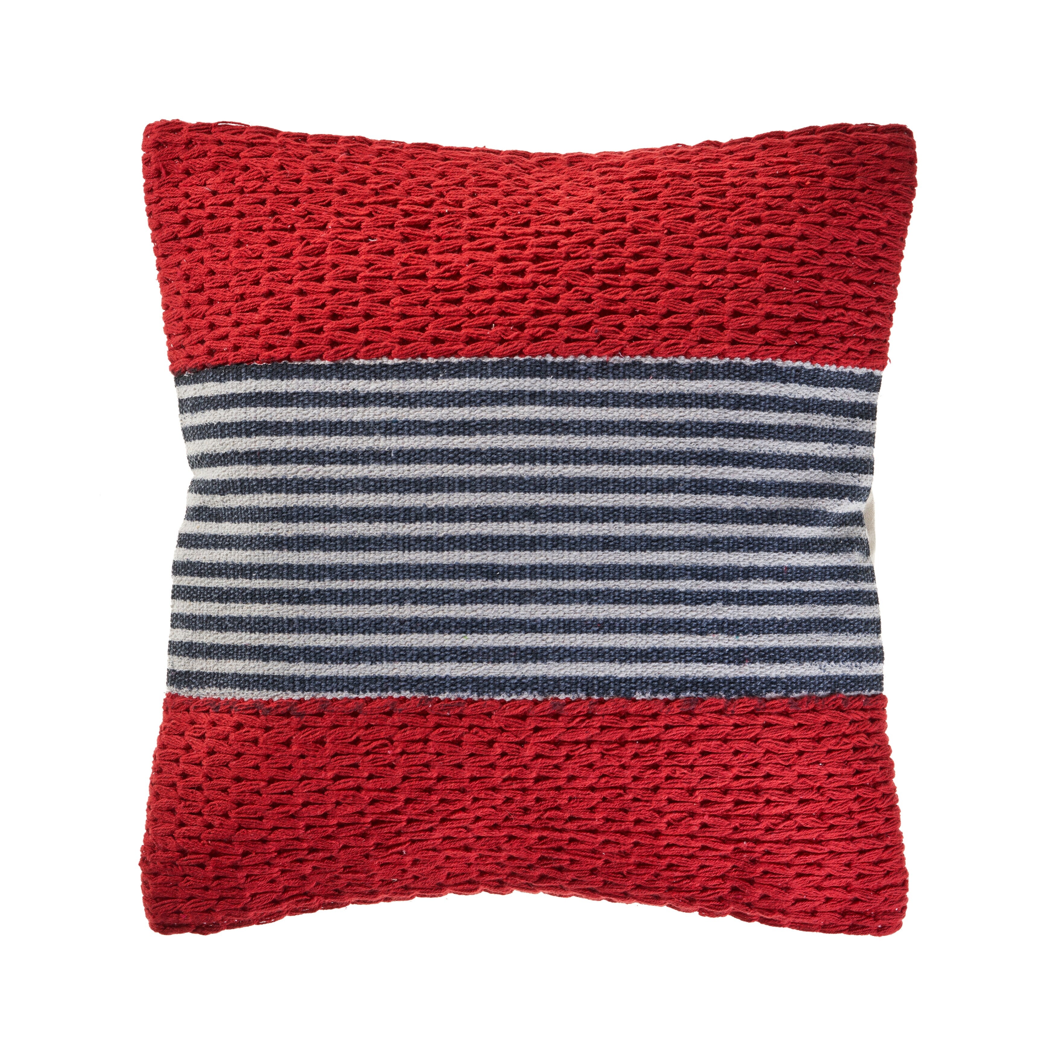 Red Nautical Striped Throw Pillow