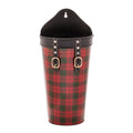 Red Plaid Wall Pocket With Leather Straps 15 H