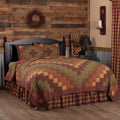 Red Primitive Bedding Settlement Quilt Set Cotton Star Patchwork Quilt Sham