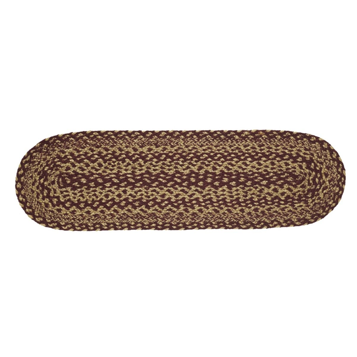 Vhc Burgundy Tan Jute Red Primitive Classic Country Flooring Rect Stair Tread With Latex 8 Inch X 28 Inch