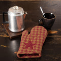 Red Primitive Tabletop Kitchen Cody Burgundy Star Oven Mitt Fabric Loop Cotton Star Appliqued