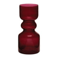 Red Ribbed Glass Vase Set Of 2