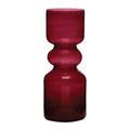 Red Ribbed Glass Vase Set Of 2