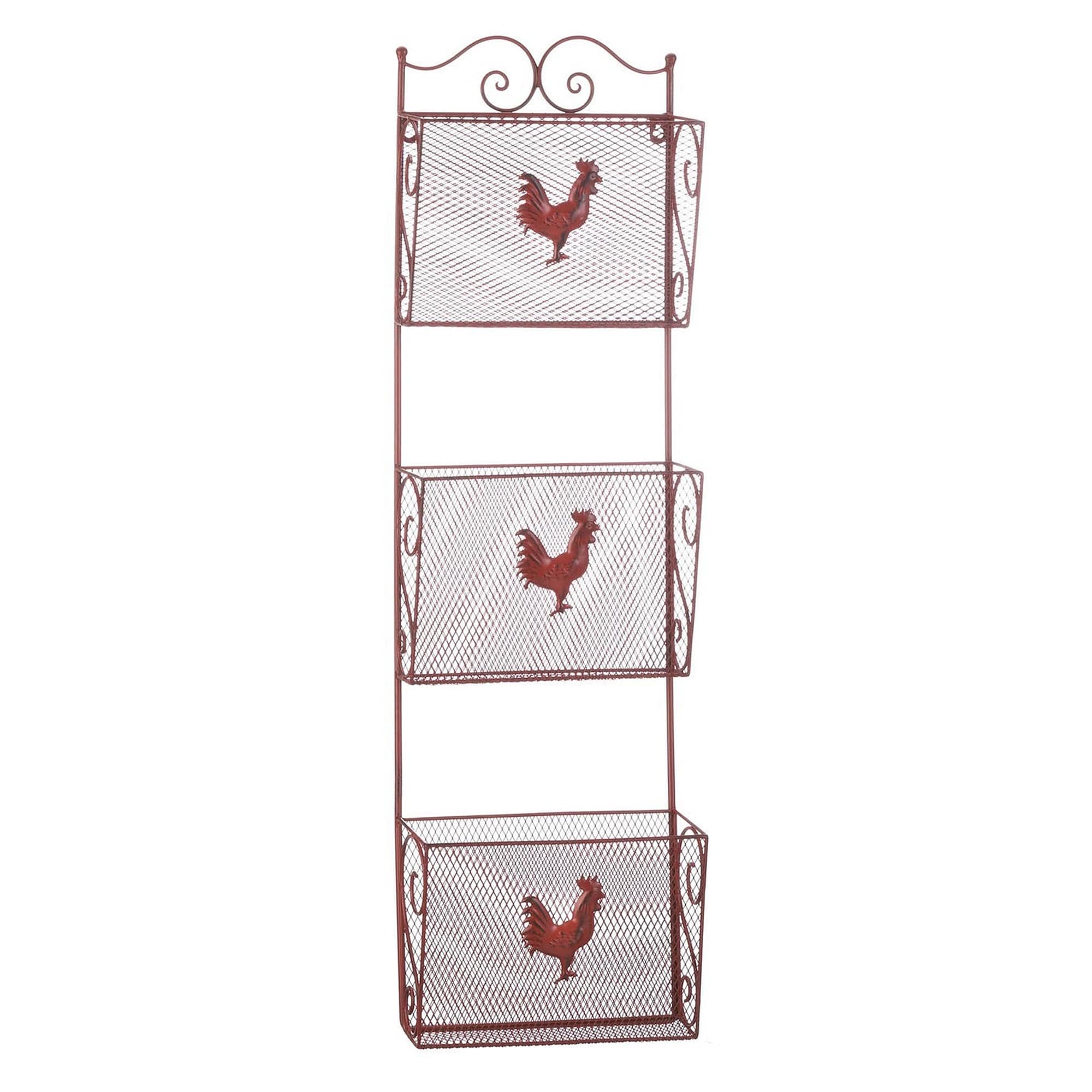 Red Rooster Three Tier Metal Wall Rack