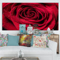 Red Rose Petals With Rain Droplets Floral Canvas Art Print