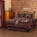Red Rustic Bedding Shasta Cabin Quilt Set Cotton Patchwork Chambray Quilt Sham