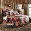 Red Rustic Lodge Bedding Vhc Wyatt Quilt Set Cotton Plaid Patchwork Quilt Sham