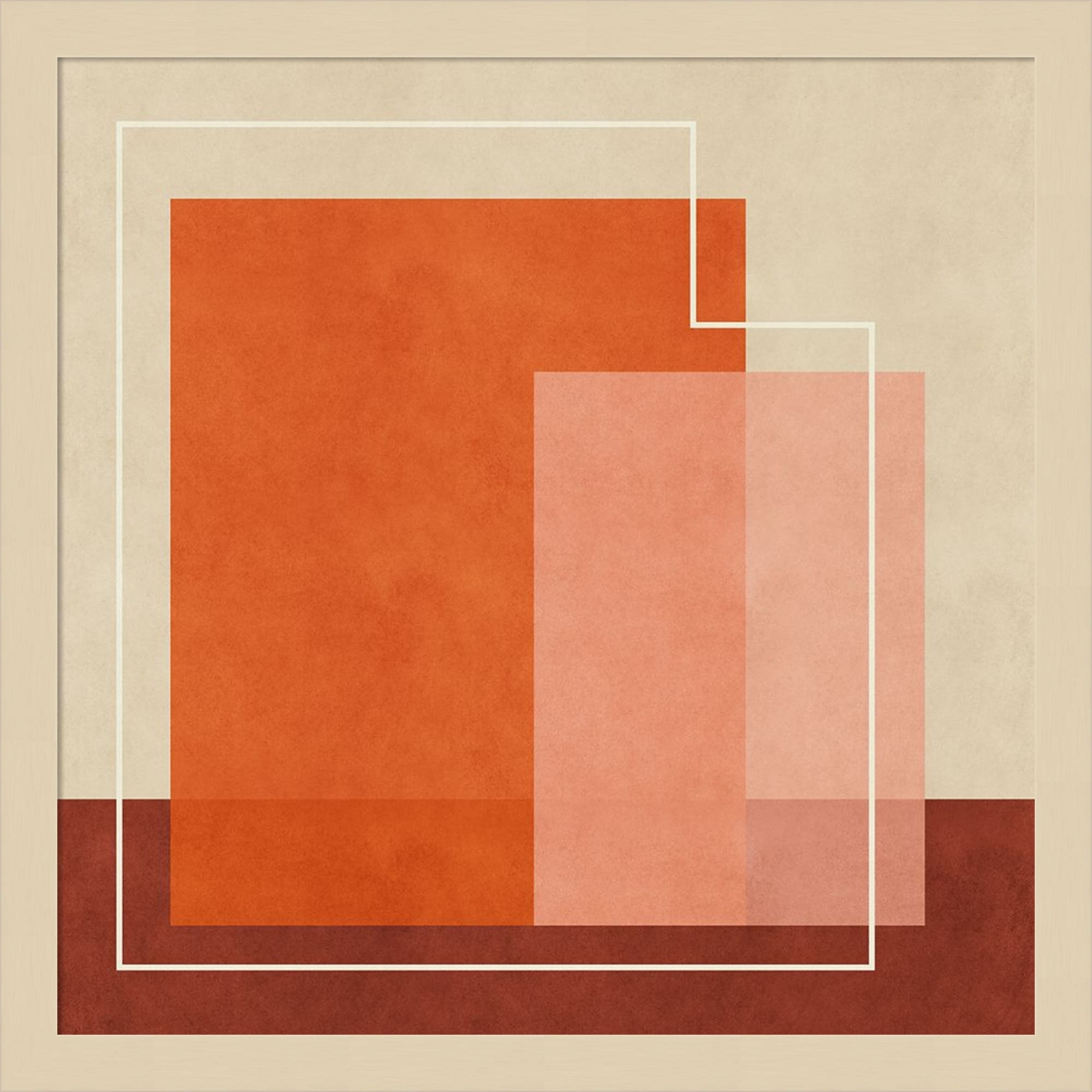 Red Squares By Sarah Leonard Wood Framed Wall Art Print