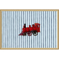 Red Steam Train Blue Stripes By Wild Violets Framed Mounted Canvas Wall Art Print