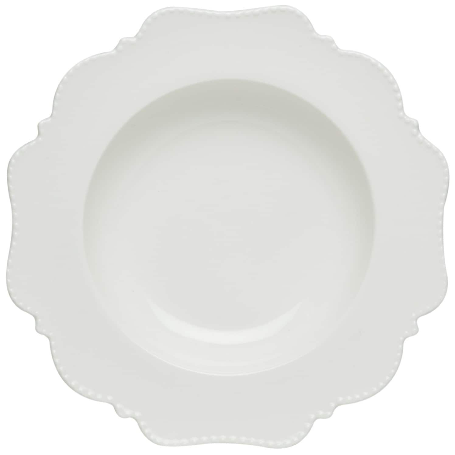 Pinpoint White Rimmed Soup Bowl 9 12Oz Set Of 6