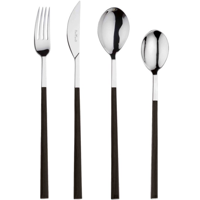 Red Vanilla Queen Sushi 24 Piece Ebony Resin Flatware Set