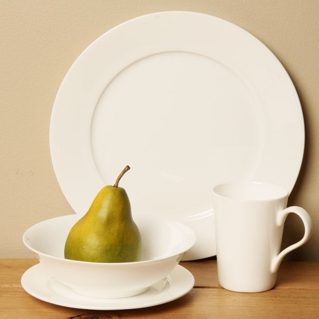 Pure Vanilla Rimmed Bone China 16Pc. Set