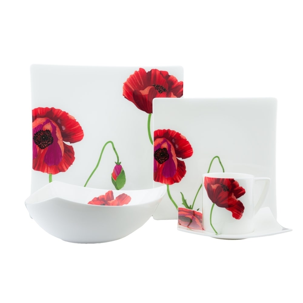 Red Vanilla Summer Sun White Bone China Dinner Set Case Of 20