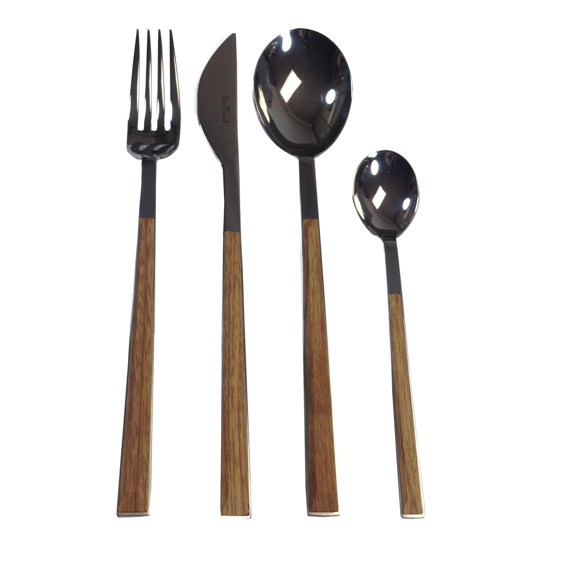 Red Vanilla Sushi Queen Teak Flatware 24 Piece Set Service For 6