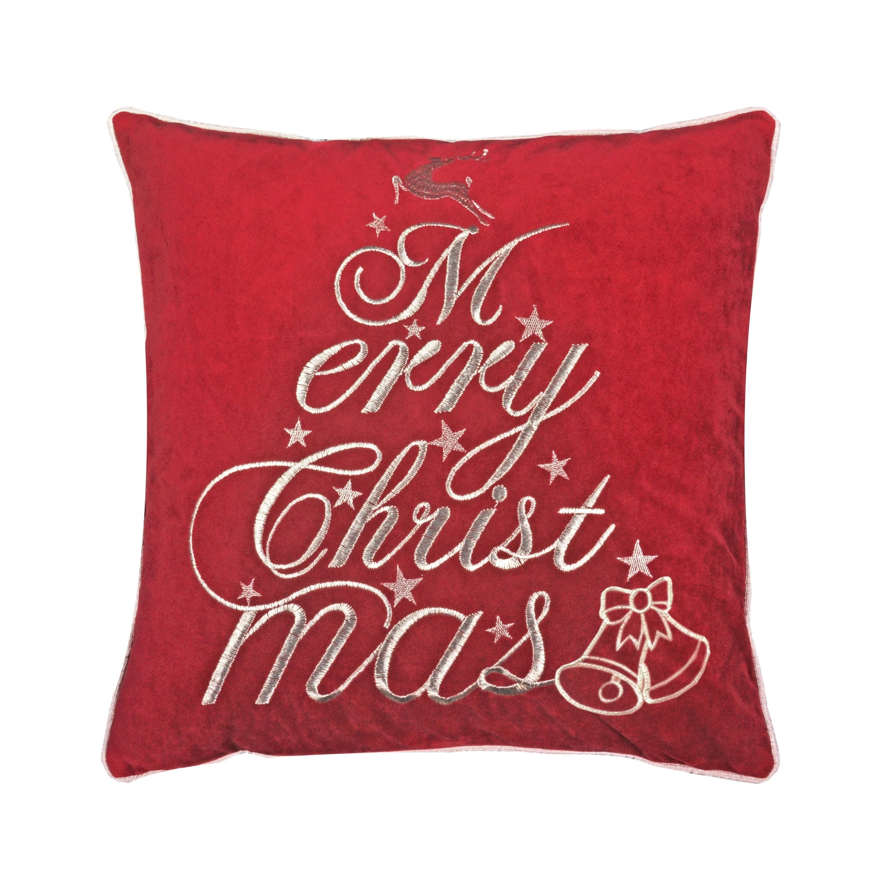 Red Velvet Christmas Throw Pillow With Merry Christmas Embroidery 20X20 With Insert Set Of 2