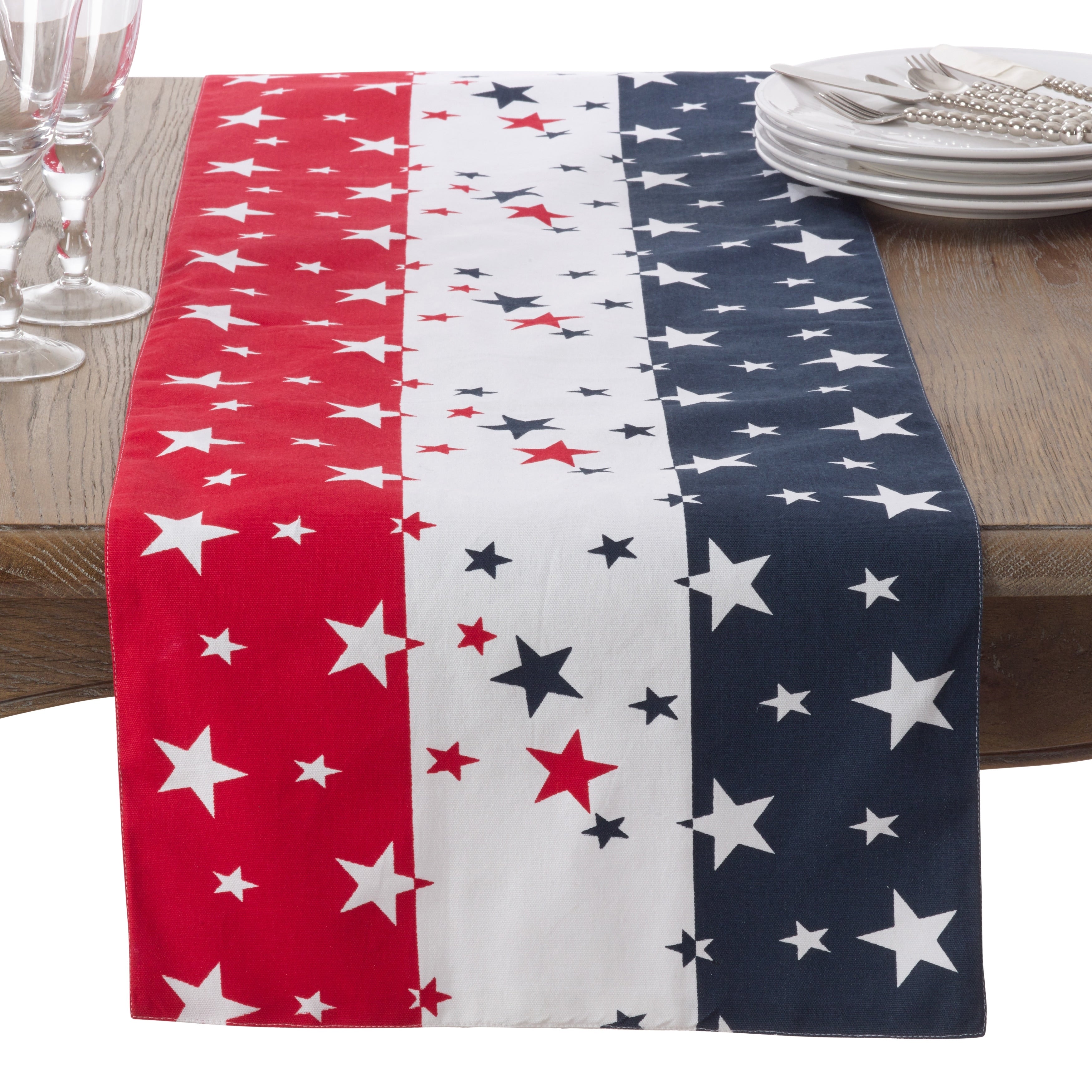 Red White Blue 4Th Of July Cotton Table Runner