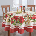 Red And White Poinsettia Tablecloth